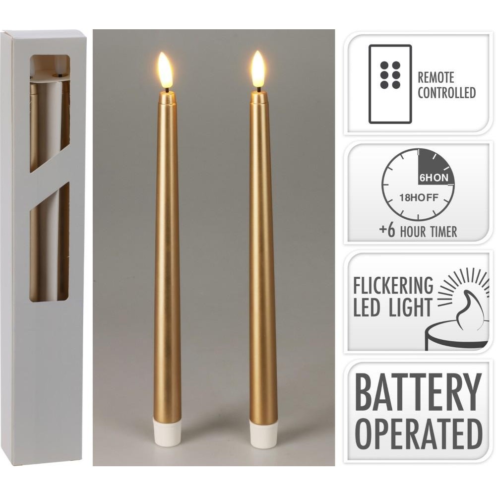 2 CANDELE LED 27CM ORO